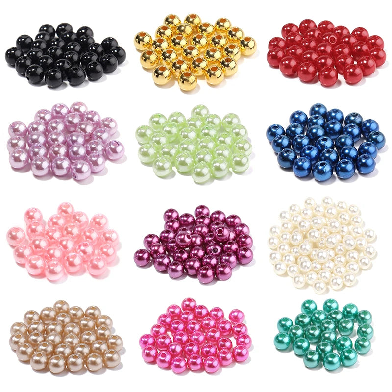 50-1000pcs/Lot Round ABS Imitation Pearl Beads Loose Beads Plastic Acrylic Spacer Bead For Jewelry Making Diy Bracelet Neckla