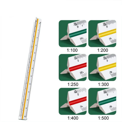 Three-edge scale triangle large-scale drawing indoor architectural drawing magnifying ruler parallel t-shaped garment design 