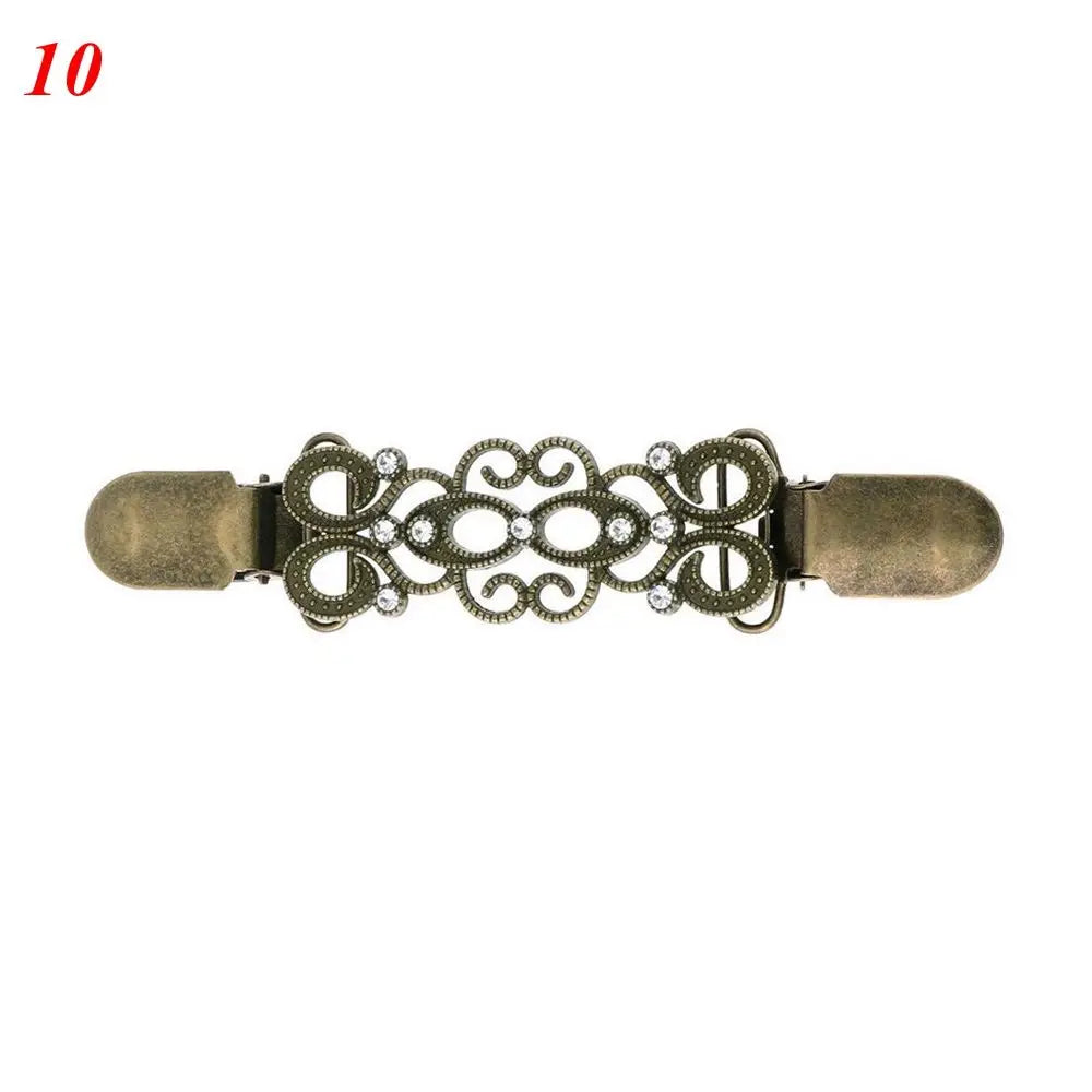 Women Carved Flower Cardigan Sweater Blouse Shawl Clips Shirt Collar Shawl Brooch Retro Duck Clip Clasps Charm Accessories Gi