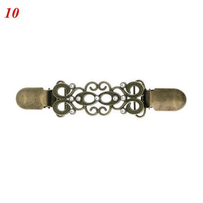 Women Carved Flower Cardigan Sweater Blouse Shawl Clips Shirt Collar Shawl Brooch Retro Duck Clip Clasps Charm Accessories Gi