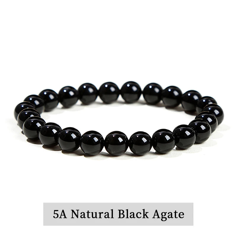 JD Natural Stone Beads Bracelet Amethyst Tiger Eye Crystal Quartz Agate Gem Beads Bangles Women Men Reiki Healling Jewelry Gi