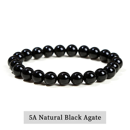 JD Natural Stone Beads Bracelet Amethyst Tiger Eye Crystal Quartz Agate Gem Beads Bangles Women Men Reiki Healling Jewelry Gi