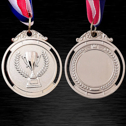 Gold Silver Bronze Trophy Award 1st 2nd 3rd Prize Medal Winner Reward Encourage Badge with Neck Ribbon for Kids Competitions