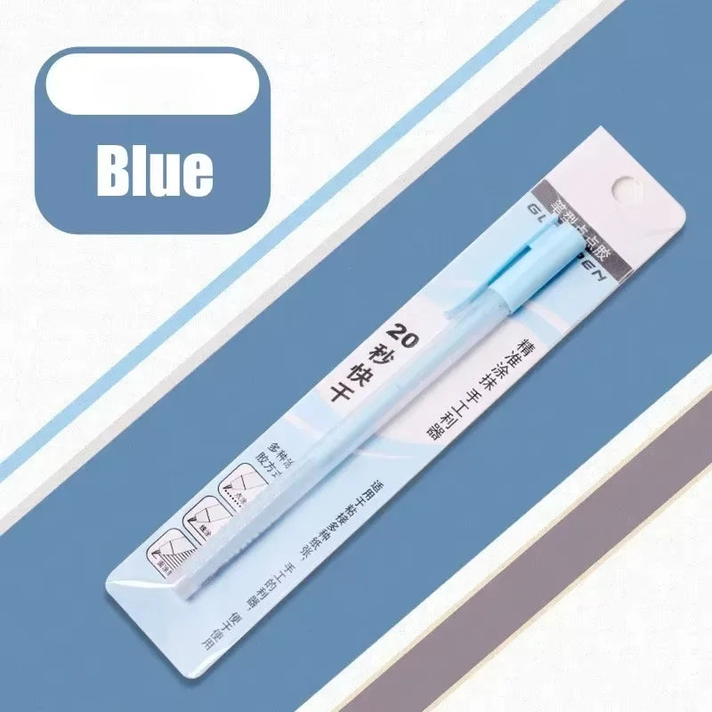 Candy Color Glue Pen Handbook Dispensing Pen Quick-Drying Dot Gule Stick DIY High Viscosity Glue School Office Supplies - Blu
