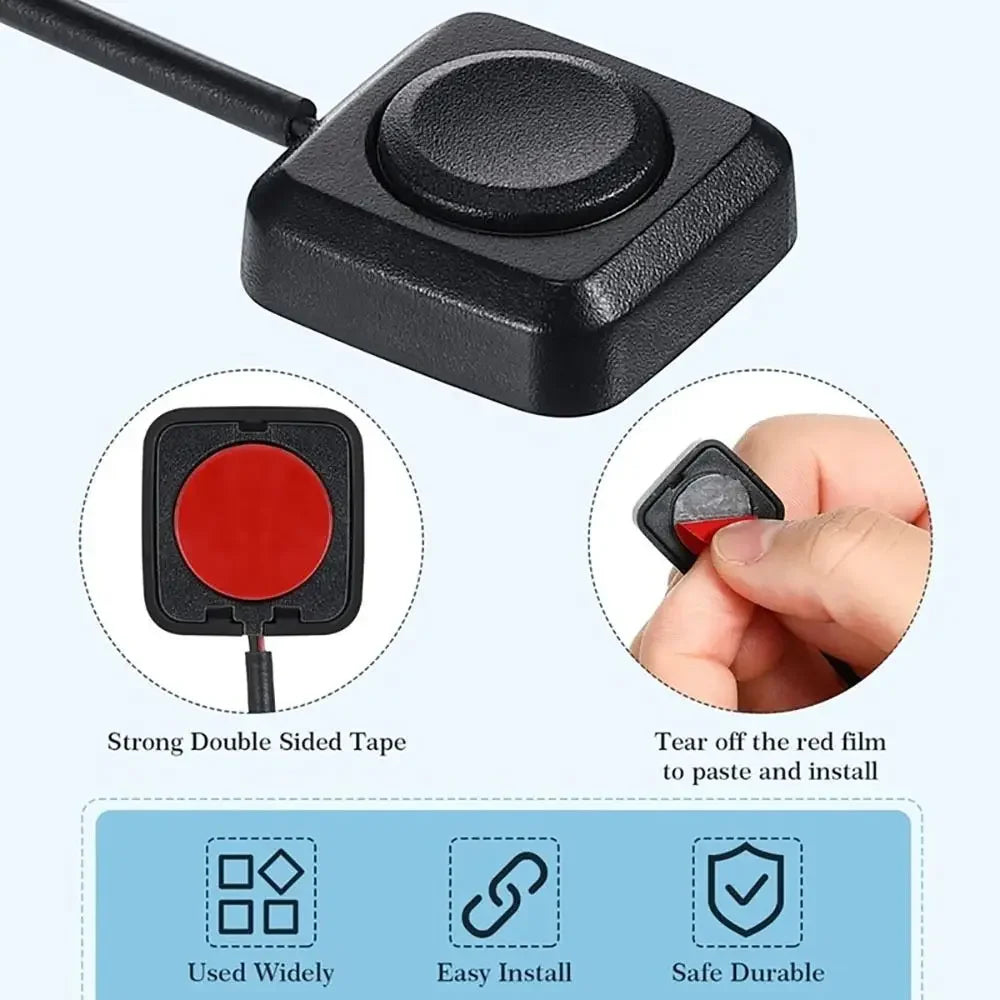 Momentary Push Button Switch ON/OFF 12V/24V Surface Mount Mini Round Black Button for Horn, Doorbell, Temporary Control