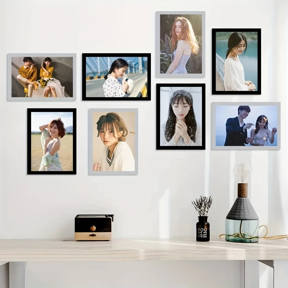 3pcs Magnetic Wall Frame, Self-Adhesive & Removable for Photos Notes, Black White Matte Minimalist Home Office Decor
