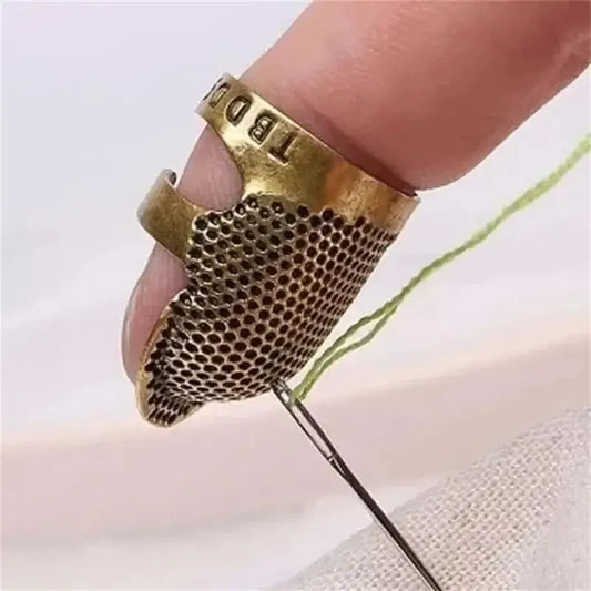 Adjustable Vintage Sewing Thimble, Handmade Non-slip Embroidery against Ring, Vintage Needle Presser Needle Hoop Finger Holde