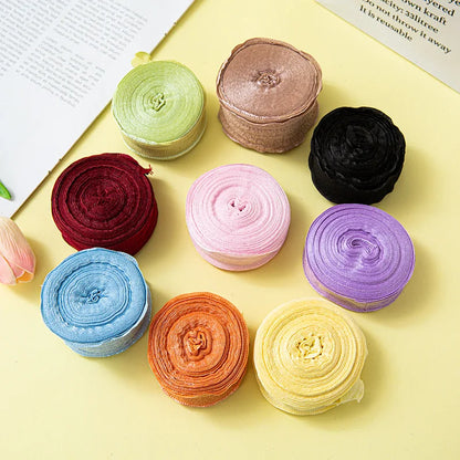 10Yards/Roll Fishtail Yarn Pleated Chiffon Ribbon Wavy Edged Ribbon For DIY Craft Bouquet Gift Wrapping Wedding Party Decorat