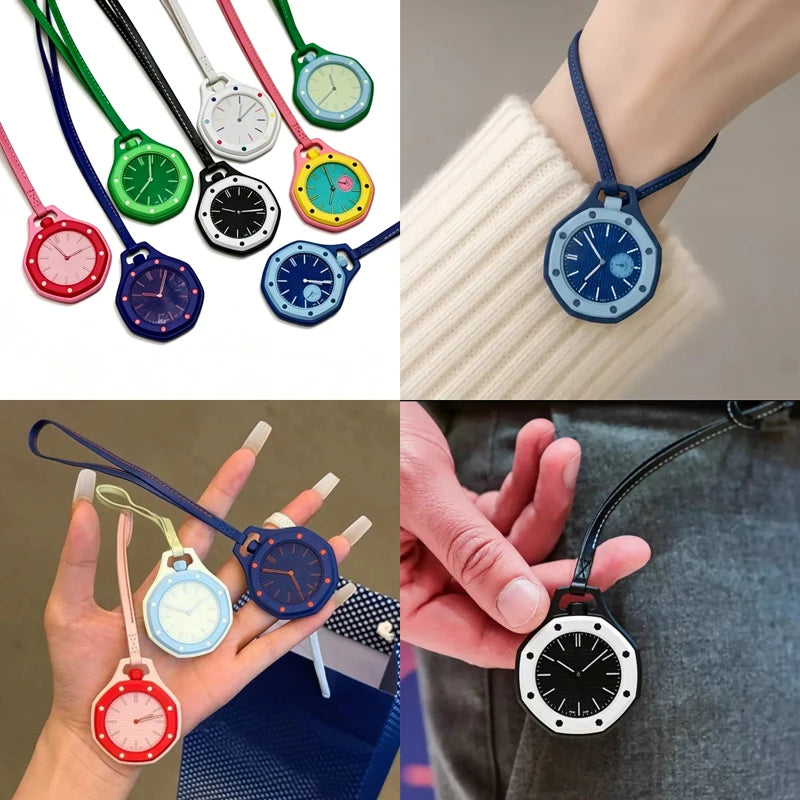 2026 New Hot Pocket Watch Octagonal Pop Style Neck Quartz Movement Candy Color Quartz Watch Color Niche Personality Removable