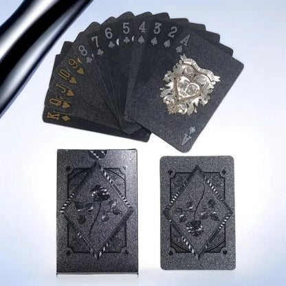 Black Rose Deck Poker Frosted Waterproof Plastic Playing Cards Texas Poker Collection Commemorative Chess Practical Party Gif