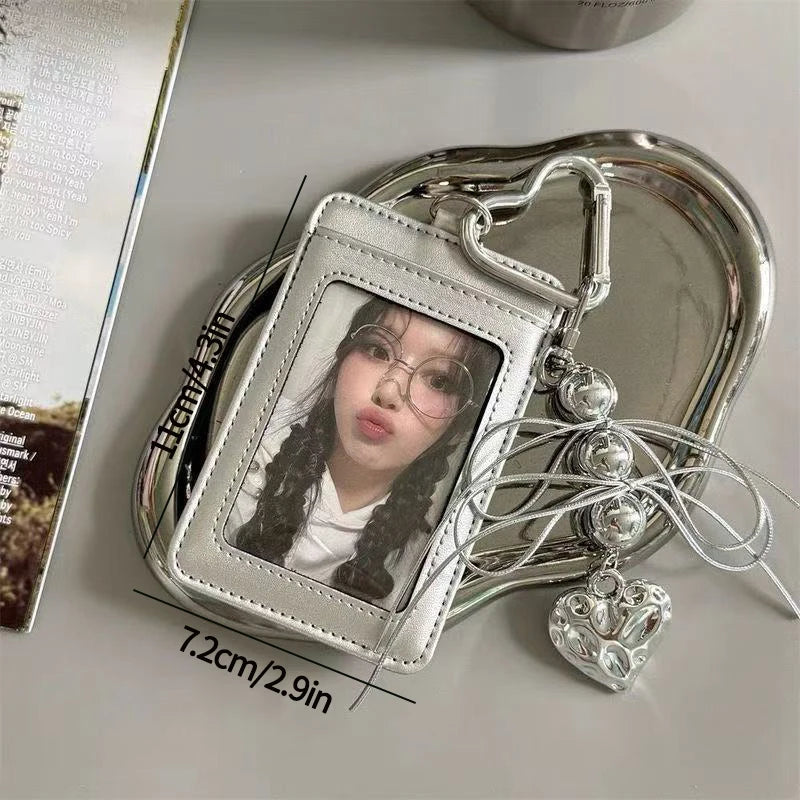 Kpop Photocard Holder Binder Photo Card Holder 3inch Idol Binder Photocard Display Keychain Protective Cover Photo Albums - S