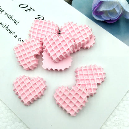 10pcs/lot Food Cabochon Cute Resin Heart-Shaped Biscuit Flat back For Scrapbooking Craft Embellishment Mobile Decoration