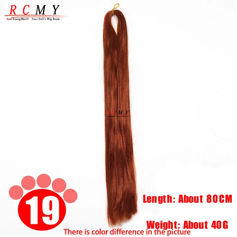 BJD SD Doll 80CM/40 White Black Hair Row Milk Silk Anti-Mohair Wig Handmade Hook Transplant Material for Girls and Boys Hair