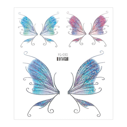 3D Fairy Butterfly Wings Shiny Tattoo Sticker Waterproof Eyes Face Body Art Fake Tattoos For Women Makeup Dance Music Festiva