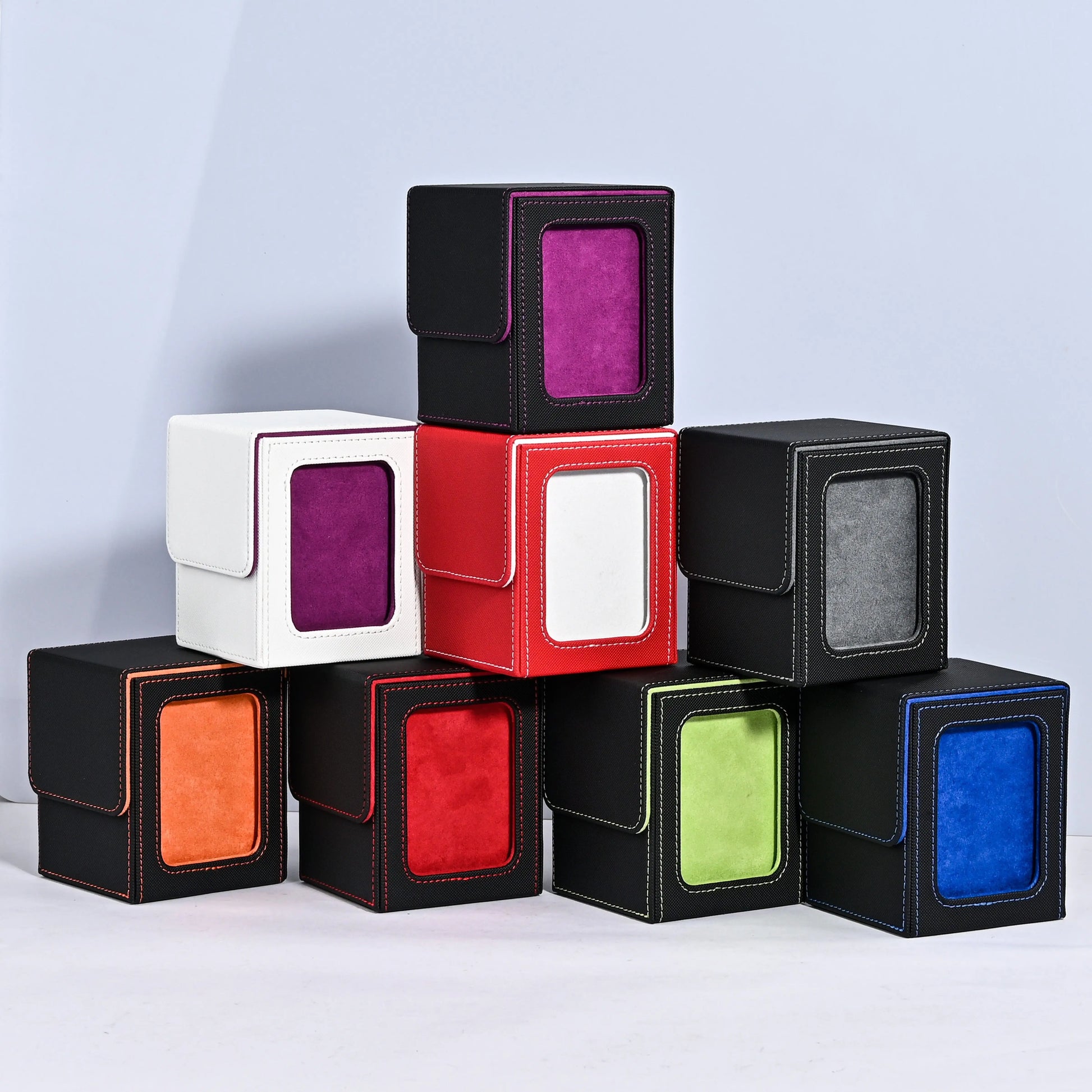 Card Deck Box with Display Window, Hold 120 + Single Sleeved Cards, Magnetic Closure, Suitable for CCG Cards, Magic Game Card