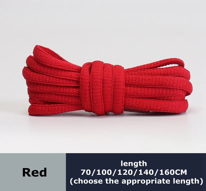Men's And Women's Sports Shoelaces Color Flat Semicircular Shoelace Suitable For All Shoes Round Laces 23 Colors 1 Pair - Red