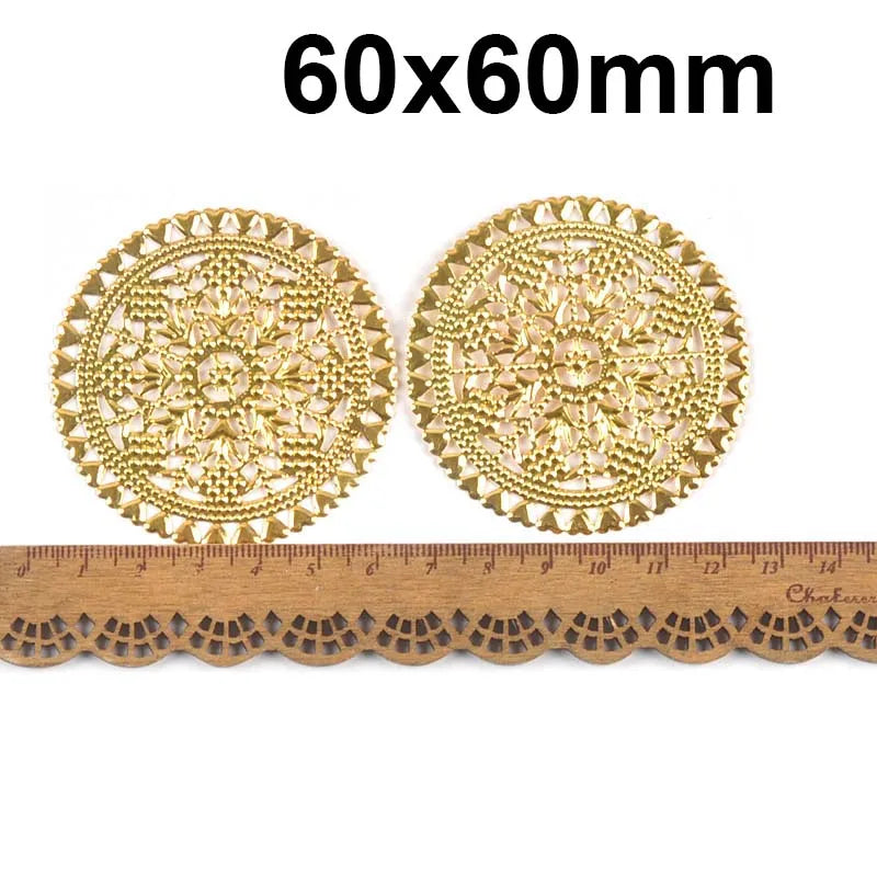 Round Flowers Filigree Wraps Connectors Metal Crafts Supplies For DIY Jewelry Accessories Findings Making Scrapbook Home Deco