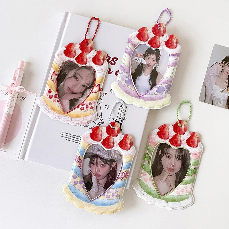 Kpop Photocard Holder Binder Photo Card Holder 3inch Idol Binder Photocard Display Keychain Protective Cover Photo Albums - S