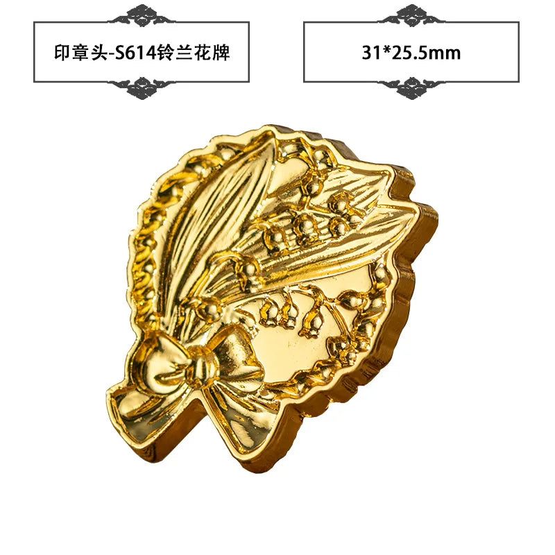 Plant Wax Stamp Seal Wax Print Thick Copper Head Carved Sealing Tool Holiday Party Invitation Letter Wedding Decorative - A6