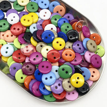 50pcs 11.5mm Colours Double Eye Bread Button Round Resin Sewing Buttons Diy Scrapbooking Multicolour - 01