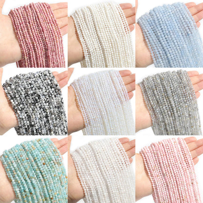 Faceted Natural Stone Beads Faceted Amazonite Aquamarine Opal Labradorite Loose Spacer Bead For Jewelry Making 2 3 4mm