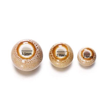 50pcs 6/8/10mm Fashion Ceramic Beads Big Hole Diy Handmade Spacer Loose Round Porcelain Beads for Jewelry Making Accessories