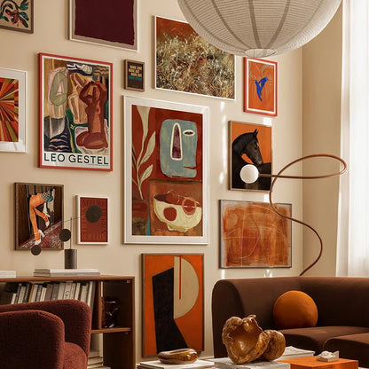 Vintage Abstract Geometry Revival Gallery Canvas Wall Art Print Poster Mural for Living Room Bedroom Office Wall Decor Gift