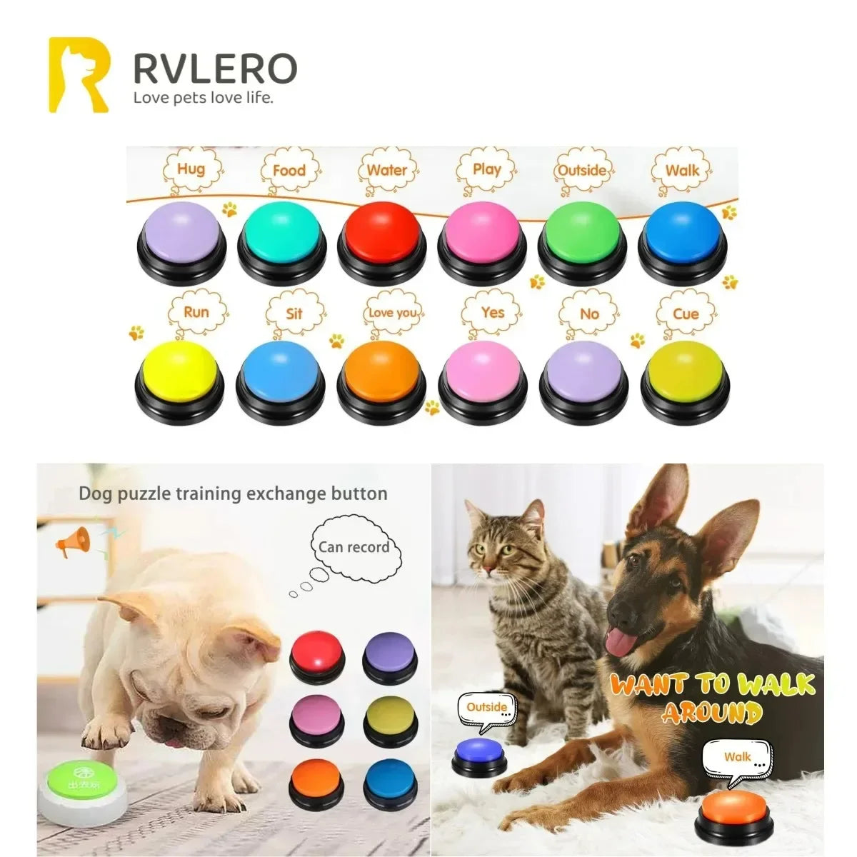 Dog Communication Buttons Voice Recording Button for Pet Training Buzzer Record Playback Funny Gift for Talking Pet