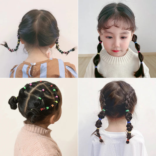 500/1000/2000pcs Girls Colourful Disposable Rubber Band Hair Ties Headband Children Ponytail Holder Bands Kids Hair Accessori