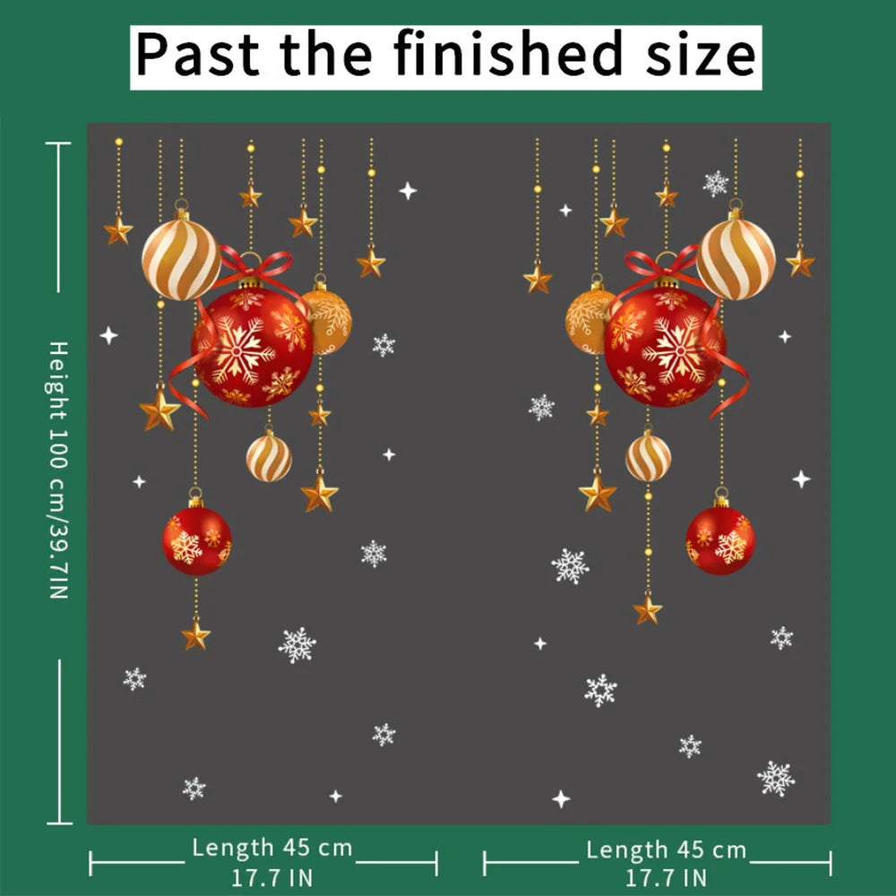 Christmas stickers, festive atmosphere decoration, colorful balls, stars, snowflakes, stickers, decorative glass window stick