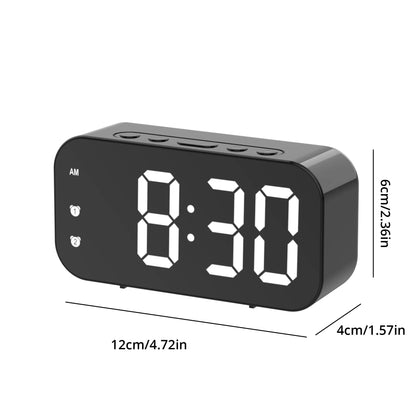 LED Mirror Table Clock Digital Alarm Snooze Display Time Desktop Electronic Table Clocks Desktop Clock - Elliptic black