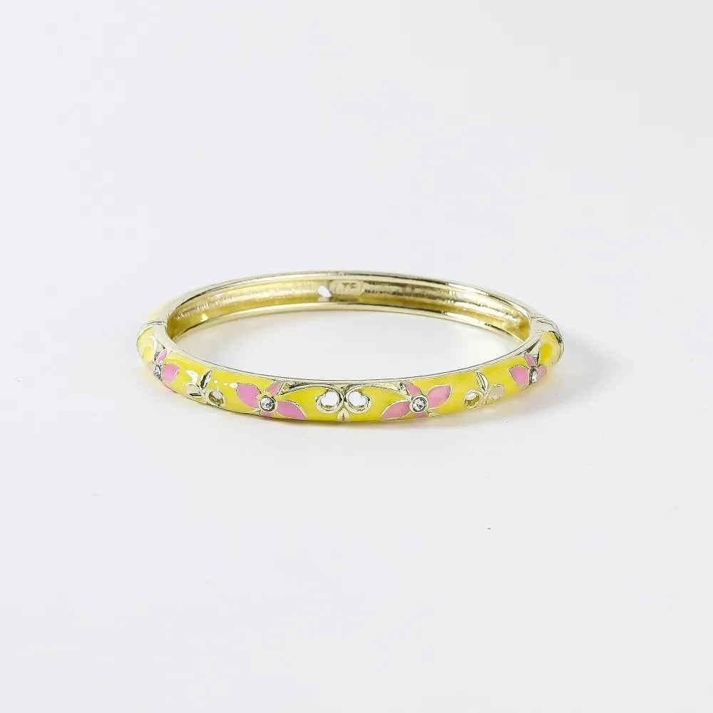 Enamel Vintage Cloisonne Bangle Floral Chinese Chinese Flower Bangle Vintage Ethnic Women's Hand Bracelet Gifts for Women Gir