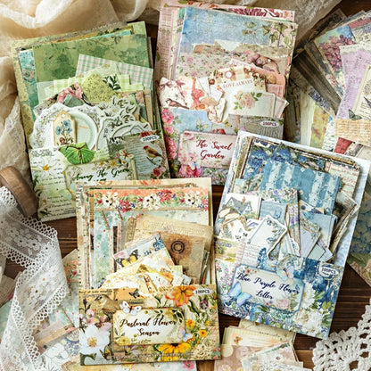Mr Paper 400pcs Garden Post Office Collection Light Paper Material Pack DIY Handbook Collage Journal Notebook Scrapbook Envel