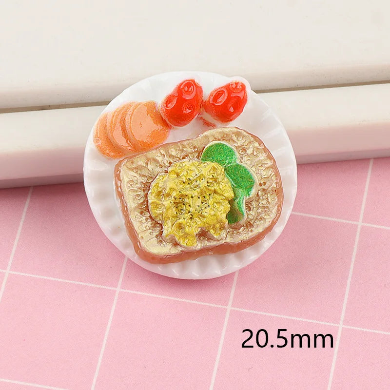 Dollhouse Mini Decor Set DIY Puzzle Tray Foodware Tableware Breakfast Afternoon Tea Scene Model Design Toy Holiday Gift