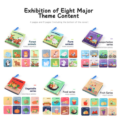 Soft Baby Books Toys Montessori 3D Touch Feel High Contrast Cloth Book Sensory Early Learning Games for Kids Educational Toys