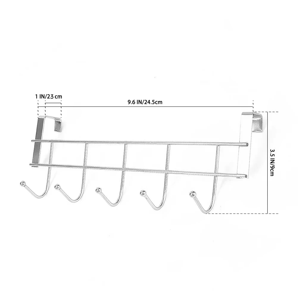 Bold Stainless Steel 5-hook Cabinet Door Back Hook 5 Hooks 24.5x9x2.39 cm Small Door Hooks Room Clothes Towel Storage Holder