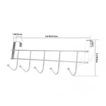 Bold Stainless Steel 5-hook Cabinet Door Back Hook 5 Hooks 24.5x9x2.39 cm Small Door Hooks Room Clothes Towel Storage Holder