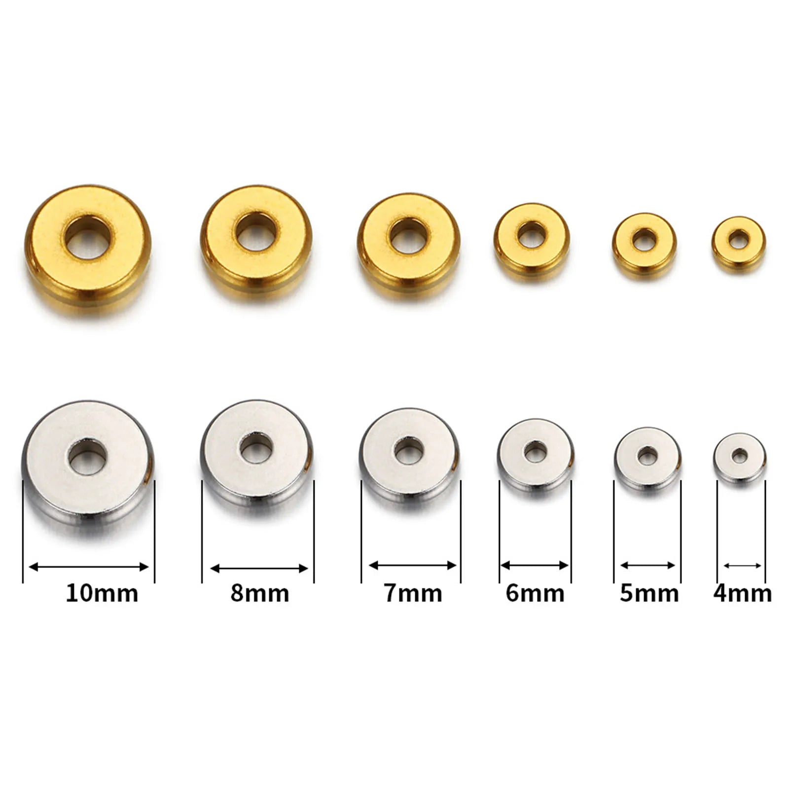20/50PCs 304 Stainless Steel Flat Round Spacer Beads Separators Beads For Jewelry Making Metal Gold/Silver Color Diy Accessor