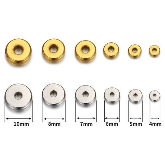 20/50PCs 304 Stainless Steel Flat Round Spacer Beads Separators Beads For Jewelry Making Metal Gold/Silver Color Diy Accessor