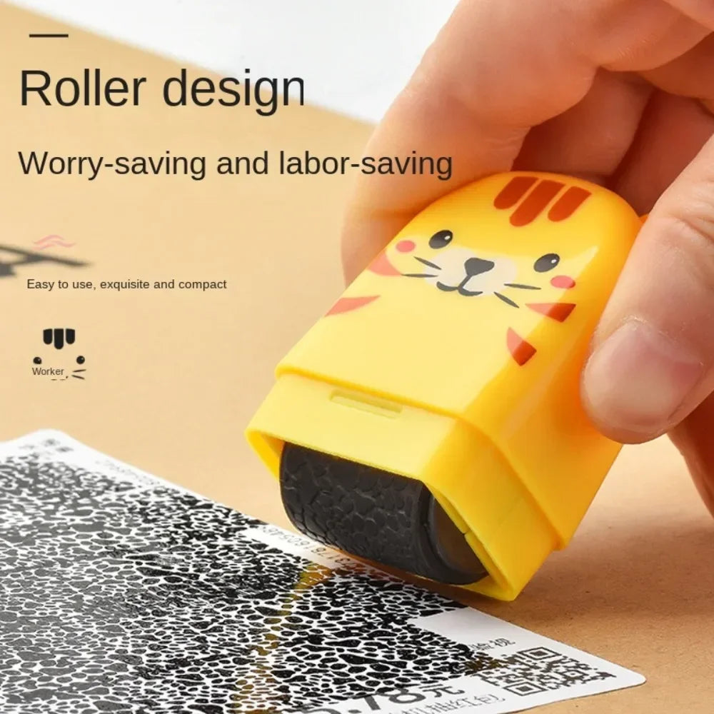 Confidential Data Guard Roller Stamp Cartoon ID Protection Stamp for Privacy & Identity Theft Seal