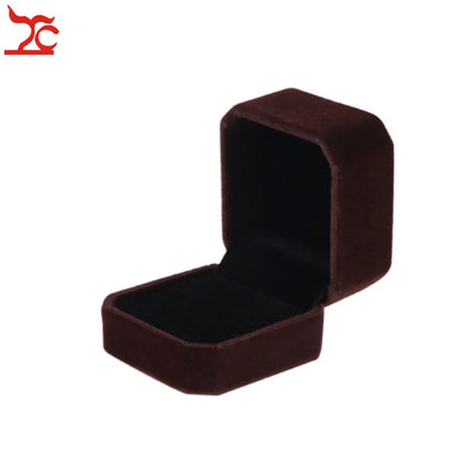 Square Wedding Velvet Earrings Ring Box Amazing Engagement Party Earring Jewelry Display Gift Case - BROWN