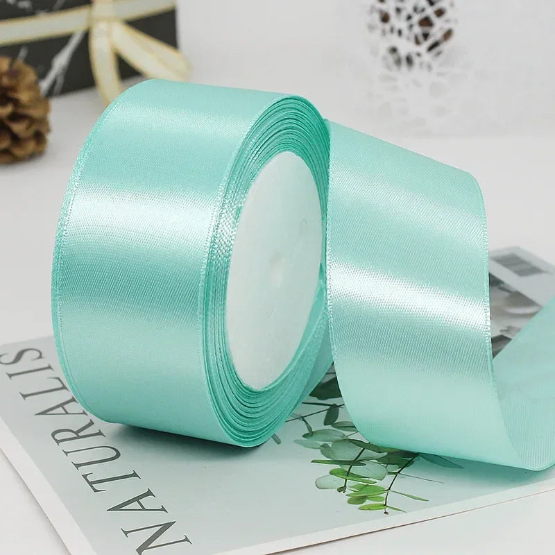 25yards/Roll 40mm Satin Ribbons Crafts Bow DIY Gift Wrap Wine Red Orange Yellow Green Blue Purple Black Gray Gold White Ribbo