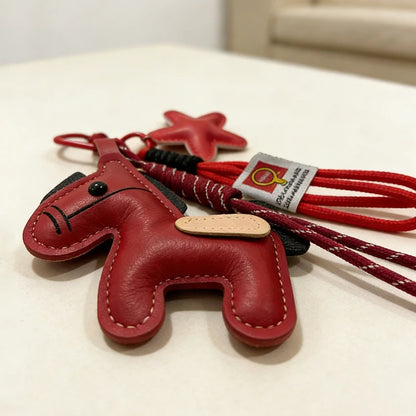 Vintage Style Horse Bag Pendant PU Leather Lightweight Design Horse Hanging Rope Rope Attachment Cartoon Design