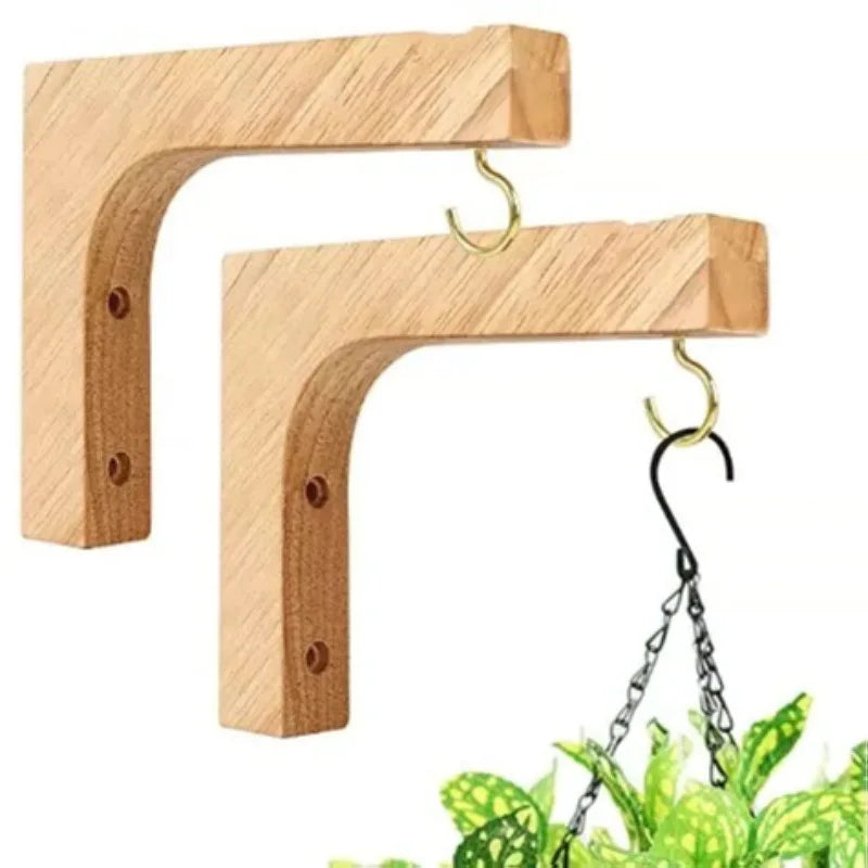 Nordic Natural Wood Wall Plant Hangers Hanging Flower Pot Hook Nordic Flower Bracket for Lanterns Wind Chimes Balcony Home De