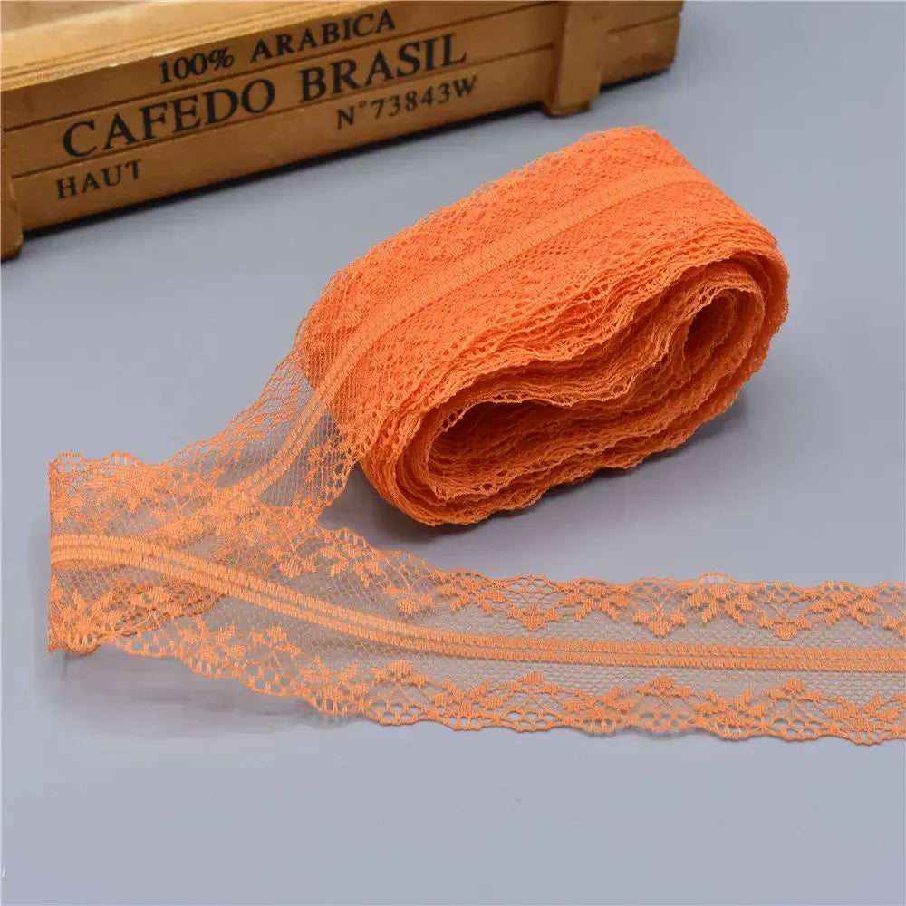 10Yards Lace Ribbon 40mm Wide White African Lace Fabric for Sewing Clothes Embroidered Lace for Crafts Trim Underwear Diy Tul