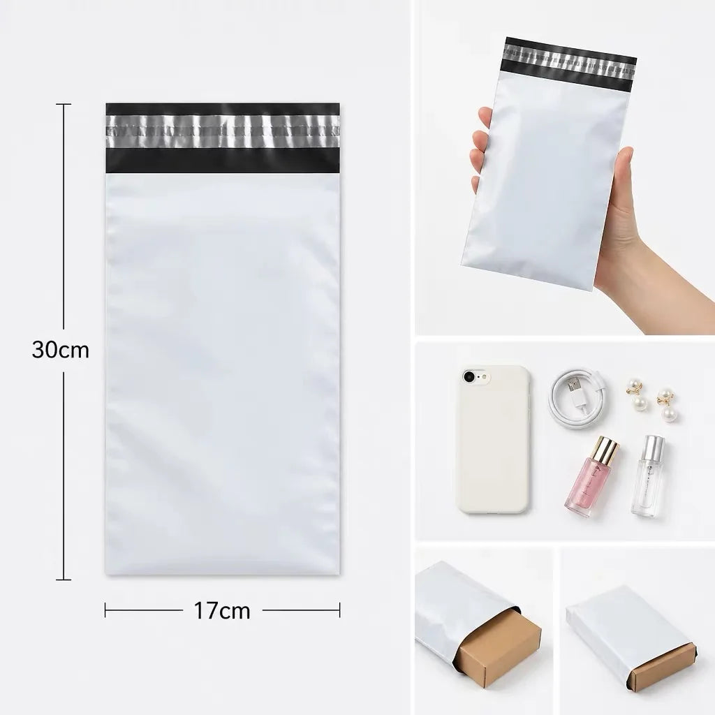 50Pcs White Courier Mailer Bags Packaging Poly Package Plastic Self-Adhesive Mailing Express Bag Envelope Postal Pouch Mailin