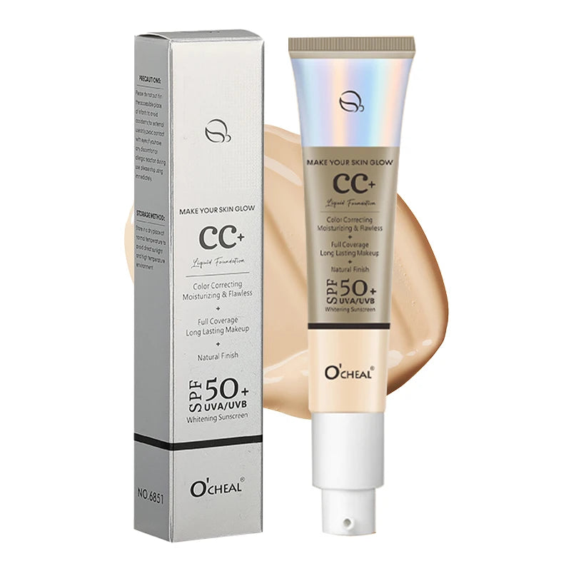 Ocheal 30g CC Cream Foundation Waterproff Concealer Moisturizing Sunscreen Liquid SPF 50+ Long Lasting Brightening Makeup Pri