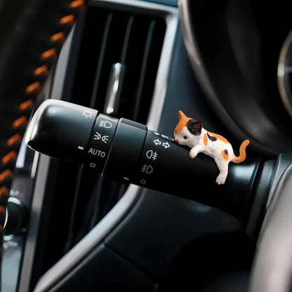 5PCS Cute Mini Cartoon Car Cat Ornaments Car Screen Edge Decoration Cat Micro Landscape Model Creative Car Accessories Gifts