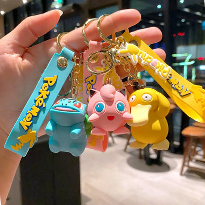 Cute Pokémon Keychains - Pikachu, Bulbasaur, Ducklett, Jigglypuff, & Squirtle keychains. Stylish accessories for keys, bags