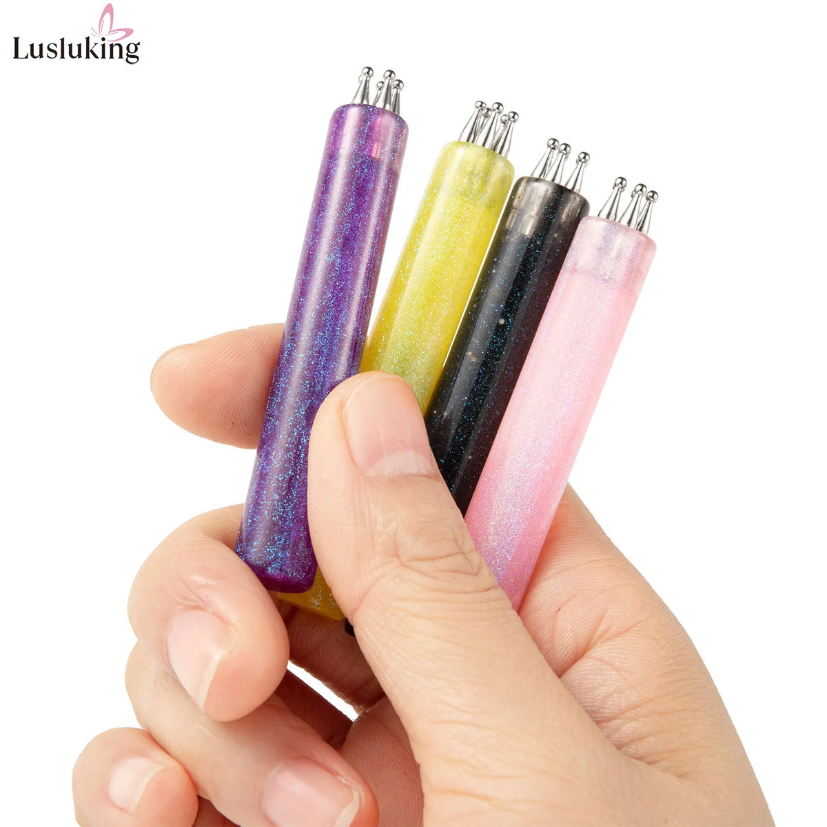 DIY Nail Art 5-Petal Dotting Tool Flower Creator 1.8mm Fine Tip Rhinestone Pickers Glitter Handle Manicure Nail Tools Brushes